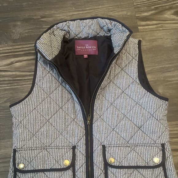 SAVILE ROW Co London Women's Vest Quilted Puffy Full Zipper Pockets Size Small - Picture 3 of 10